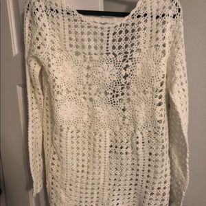 Free People crochet white sweater- NWT